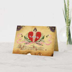 CUPID KUNG AV HJÄRTOR, RED VAX SEAL Valentine Day Helgkort