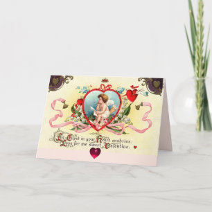 CUPID KUNG AV HJÄRTOR, RED VAX SEAL Valentine Day Helgkort