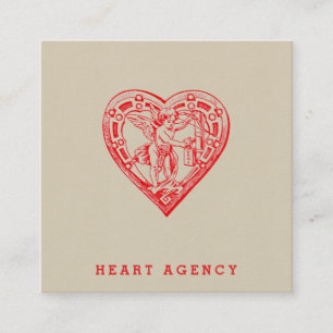Cupid Mailing Valentine Vintage Heart Fyrkantigt Visitkort