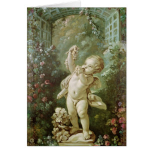 Cupid med druvor hälsningskort