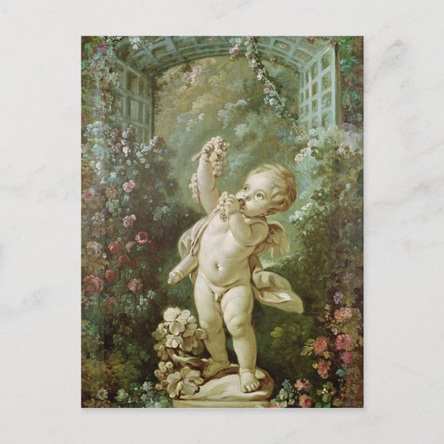 Cupid med druvor vykort (Framsida)