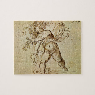 Cupid med en fiol av Domenico Campagnola Pussel