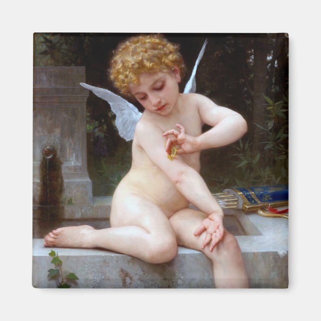 Cupid med en fjäril, Bouguereau Magnet (Framsidan)