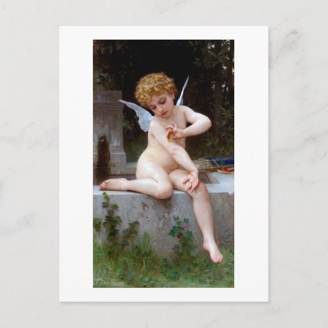 Cupid med en fjäril, Bouguereau Vykort (Framsida)