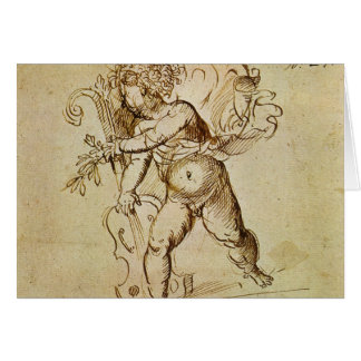Cupid med fiolin av Domenico Campagnola Hälsningskort