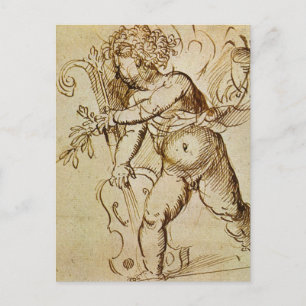 Cupid med fiolin av Domenico Campagnola Vykort