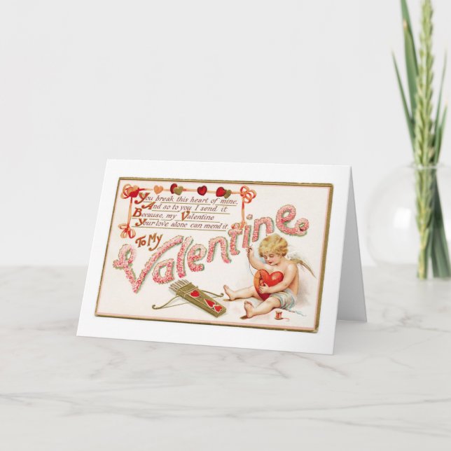 Cupid Mending Heart to my Valentine Greeting Card Helgkort (Framsida)
