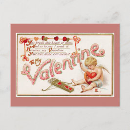 Cupid Mending Heart to my Valentine Rosa Postcard Helg Vykort