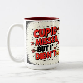 Cupid missade, men inte jag  Två-Tonad mugg