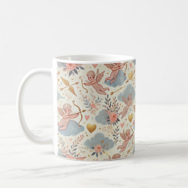 Cupid mönster kaffemugg (Vänster)