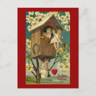 Cupid Musician in A Treehouse Vykort