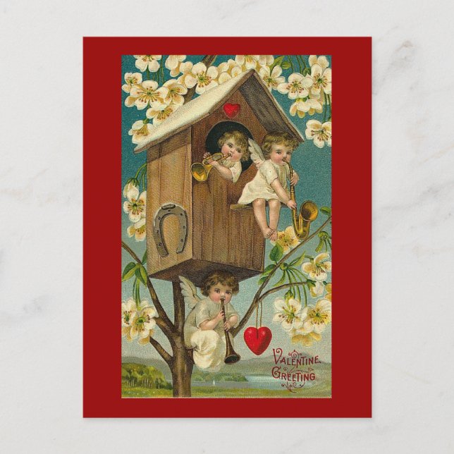 Cupid Musician in A Treehouse Vykort (Framsida)