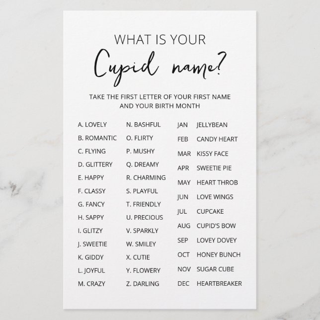 Cupid Namn Game Valentine Day Party (Framsida)