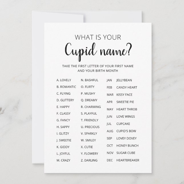 Cupid Namn Lek Alla hjärtans dag Festlek Inbjudningar (Framsida)