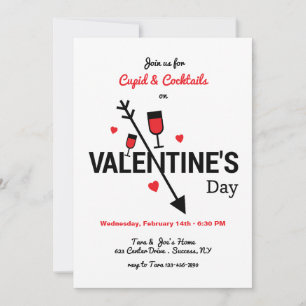 Cupid och cocktails Alla hjärtans dag Inbjudningar