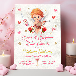 Cupid och Cocktails Valentine Day Baby Shower Inbjudningar