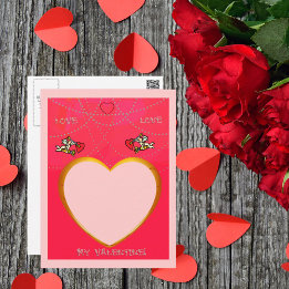 Cupid och Heart Ram lägger till ditt foto Vykort