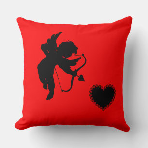 Cupid och Heart Silhouette "kärlek you" Dekorativ Kudde