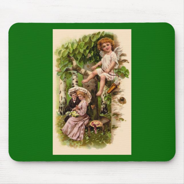 Cupid och par Vintagar Valentines Mousepad Musmatta (Framsidan)