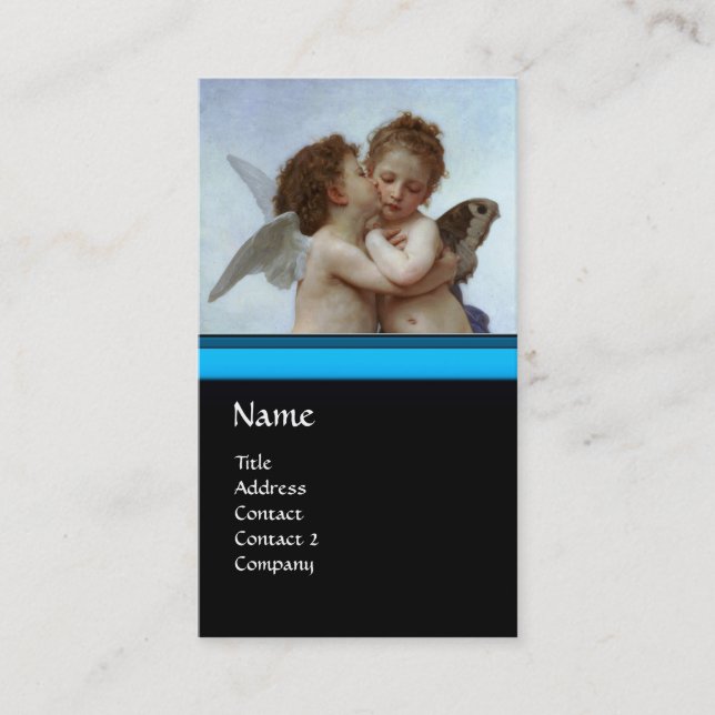 Cupid och Psyche as Children/Änglar First Kiss Visitkort (Framsida)