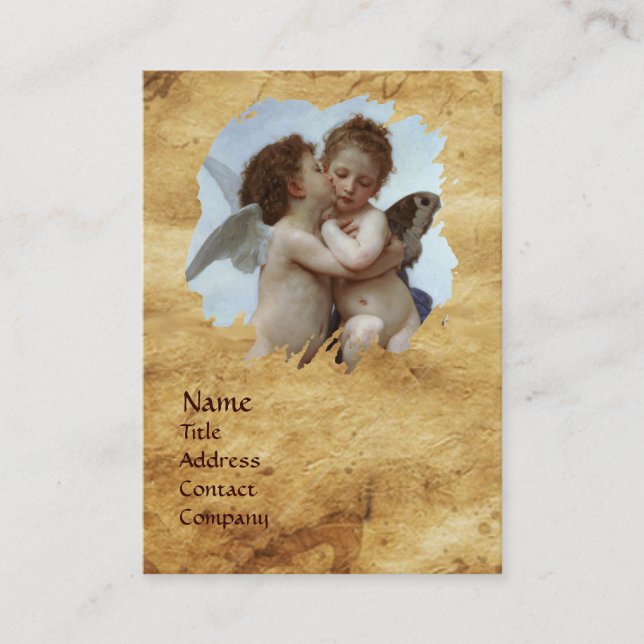 Cupid och Psyche as Children Parchment Visitkort (Framsida)