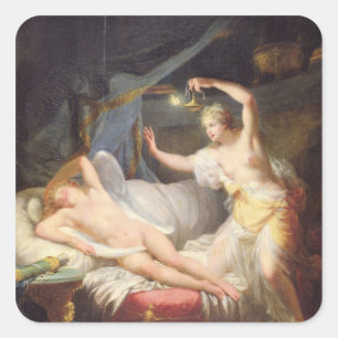 Cupid och Psyche Fyrkantigt Klistermärke