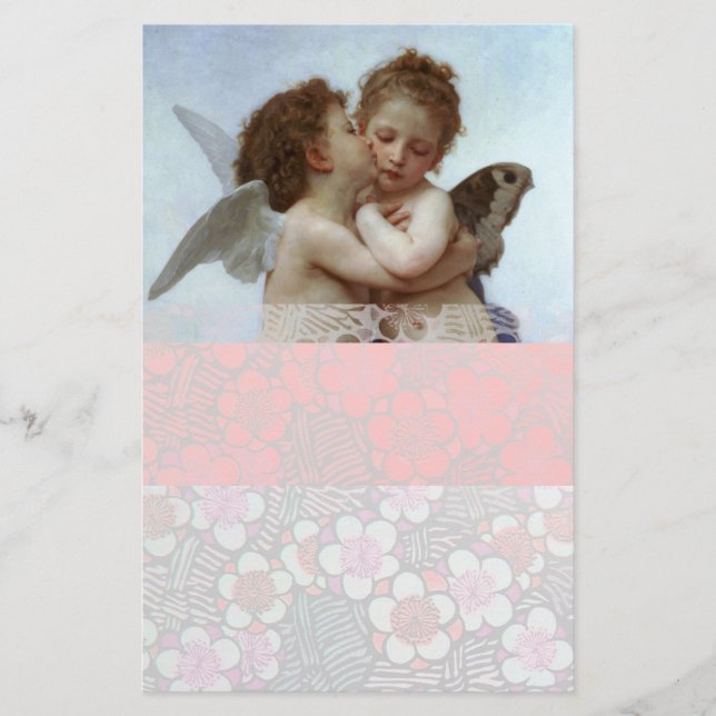 Cupid och Psyche som barn, rosa vitt Brevpapper (Framsida)