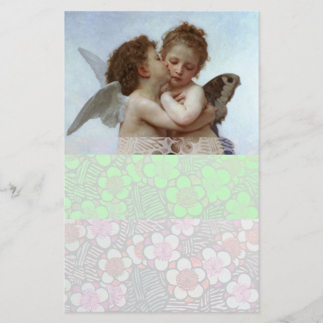 Cupid och Psyche som "Children blue white grönt" Brevpapper (Framsida)