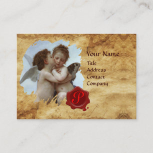 Cupid och Psyche som Children MONOGRAM Parchment Visitkort