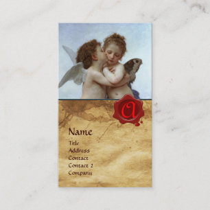 Cupid och Psyche som Children MONOGRAM Parchment Visitkort