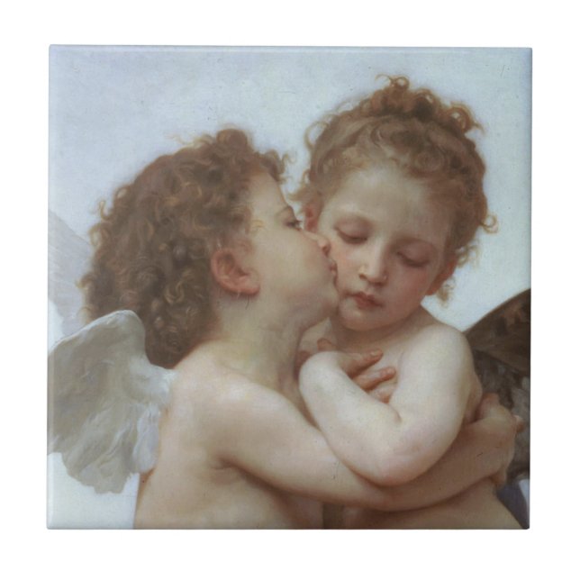Cupid och psyken som barn kakelplatta (Framsidan)