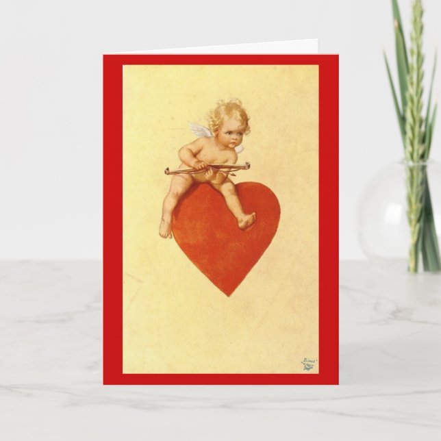 Cupid på en hjärtavalentin - kort (Framsida)