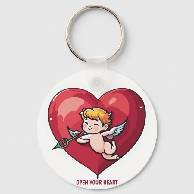 Cupid på Red Heart Nyckelring (Framsida)