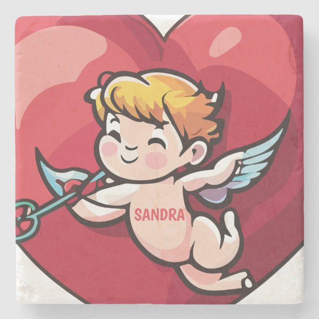 Cupid på Red Heart Stenunderlägg (Framsidan)