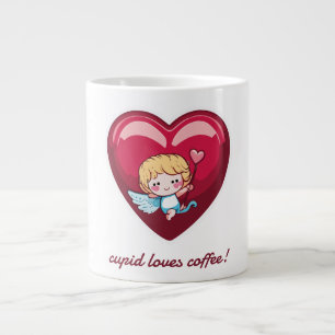 Cupid på rött hjärta med Rosa Pil Head Jumbo Mugg