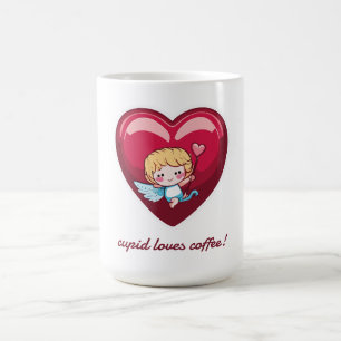 Cupid på rött hjärta med Rosa Pil Head Kaffemugg