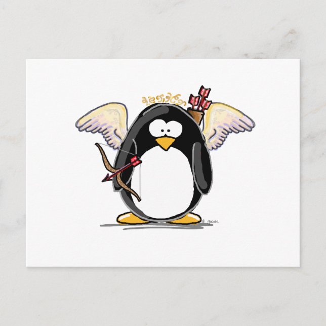 Cupid Penguin Vykort (Framsida)