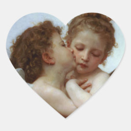 Cupid & Psyche som Children Valentine Hjärtformat Klistermärke