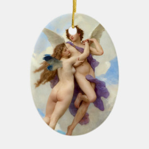 Cupid & Psyche Vintage Bouguereau Julgransprydnad Keramik
