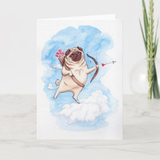 Cupid pug valentine helgkort