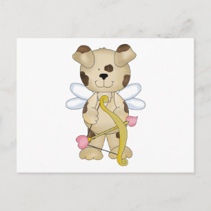cupid puppy hund, sött valentin helg vykort