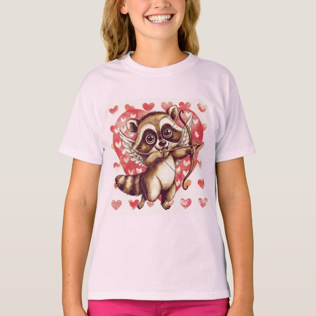 Cupid Raccoon T Shirt (Framsida)
