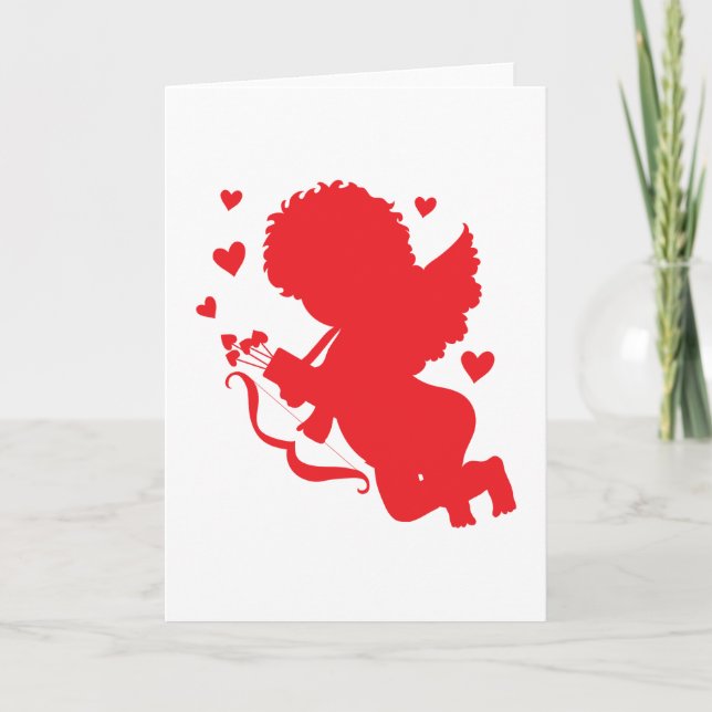 Cupid Red Silhouette Helgkort (Framsida)