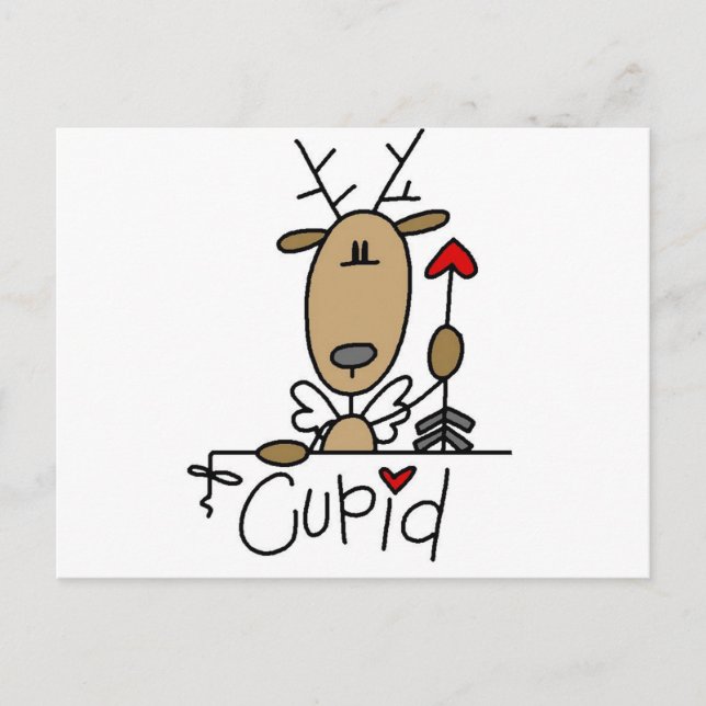 Cupid Reindeer Tshirts och Gifts Vykort (Framsida)