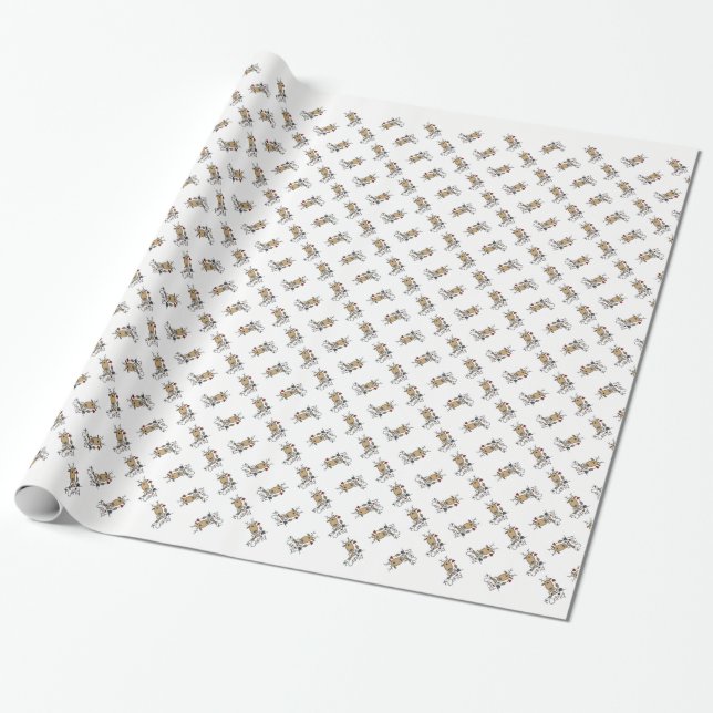 Cupid Ren Christmass och presenter Presentpapper (Utrullad)