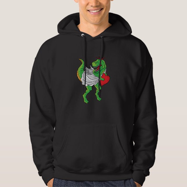 Cupid Rex Dinosaur Dino Heart Valentines Day Coupl Hoodie (Framsida)