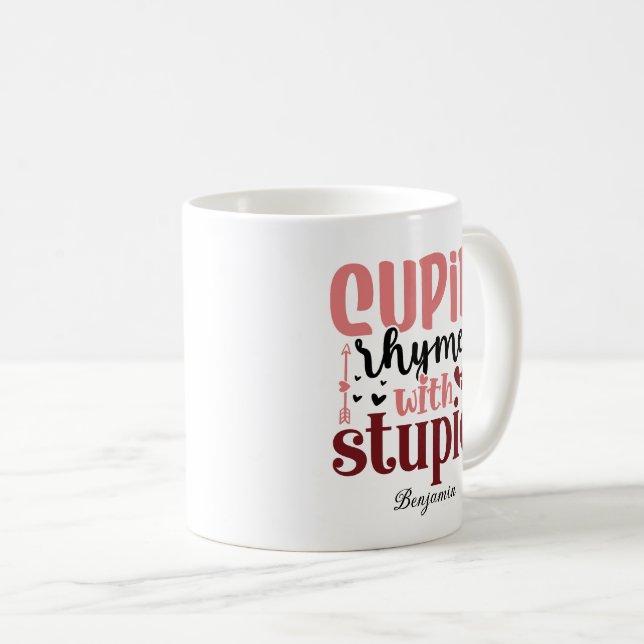 Cupid Rhymes med Anti alla hjärtans dag dag. Kaffemugg (Framsida höger)