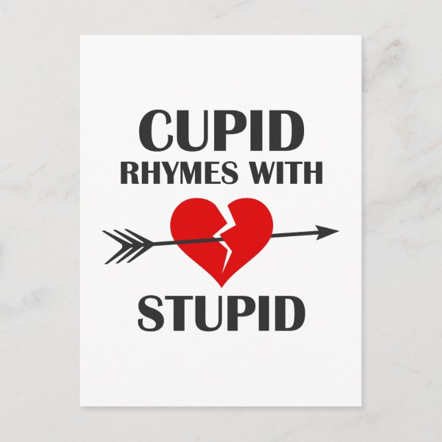 Cupid Rhymes med stupid Valentines day Helg Vykort (Framsida)