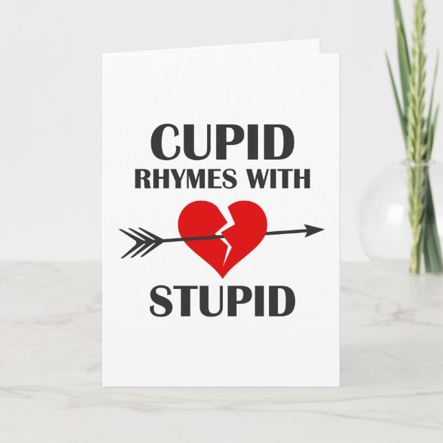 Cupid Rhymes med stupid Valentines day Helgkort (Framsida)