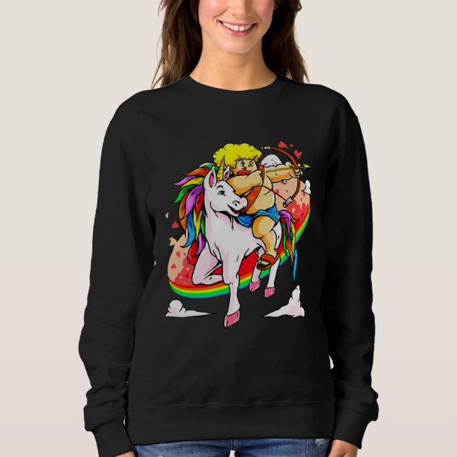 Cupid Riding Unicorn Valentine s Day Girls Kids T Shirt (Framsida)